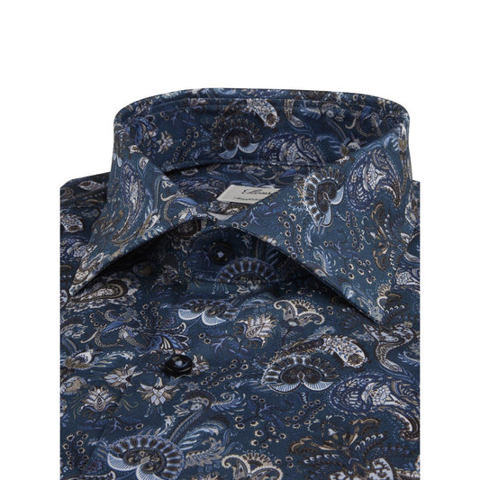 Stenstroms Blue Patterned Twill Sport Shirt