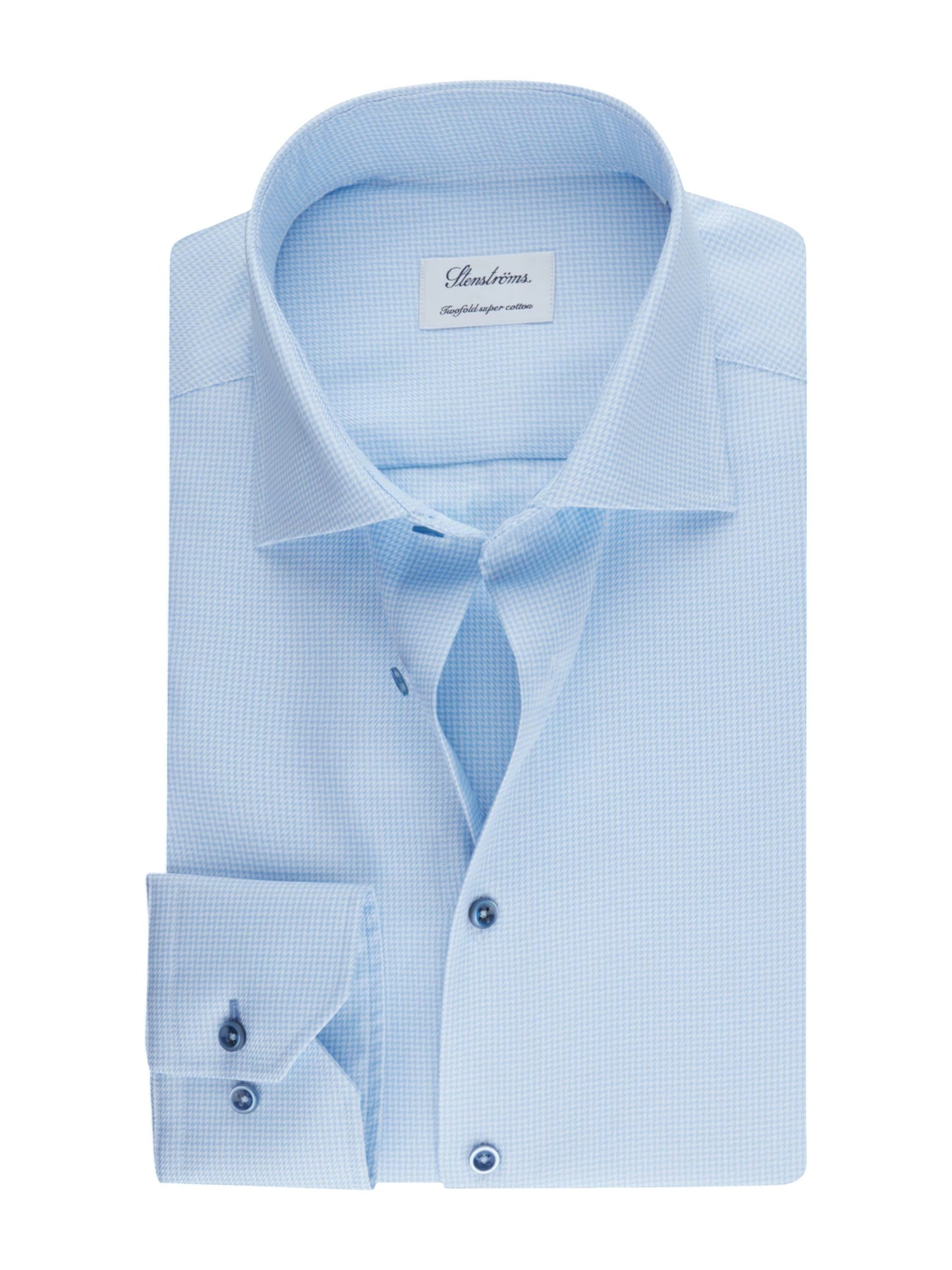 Stenströms Light blue Houndstooth Twill Shirt