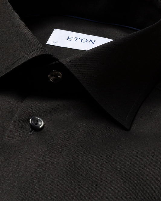 Eton Signature Twill Dress Shirt-Black