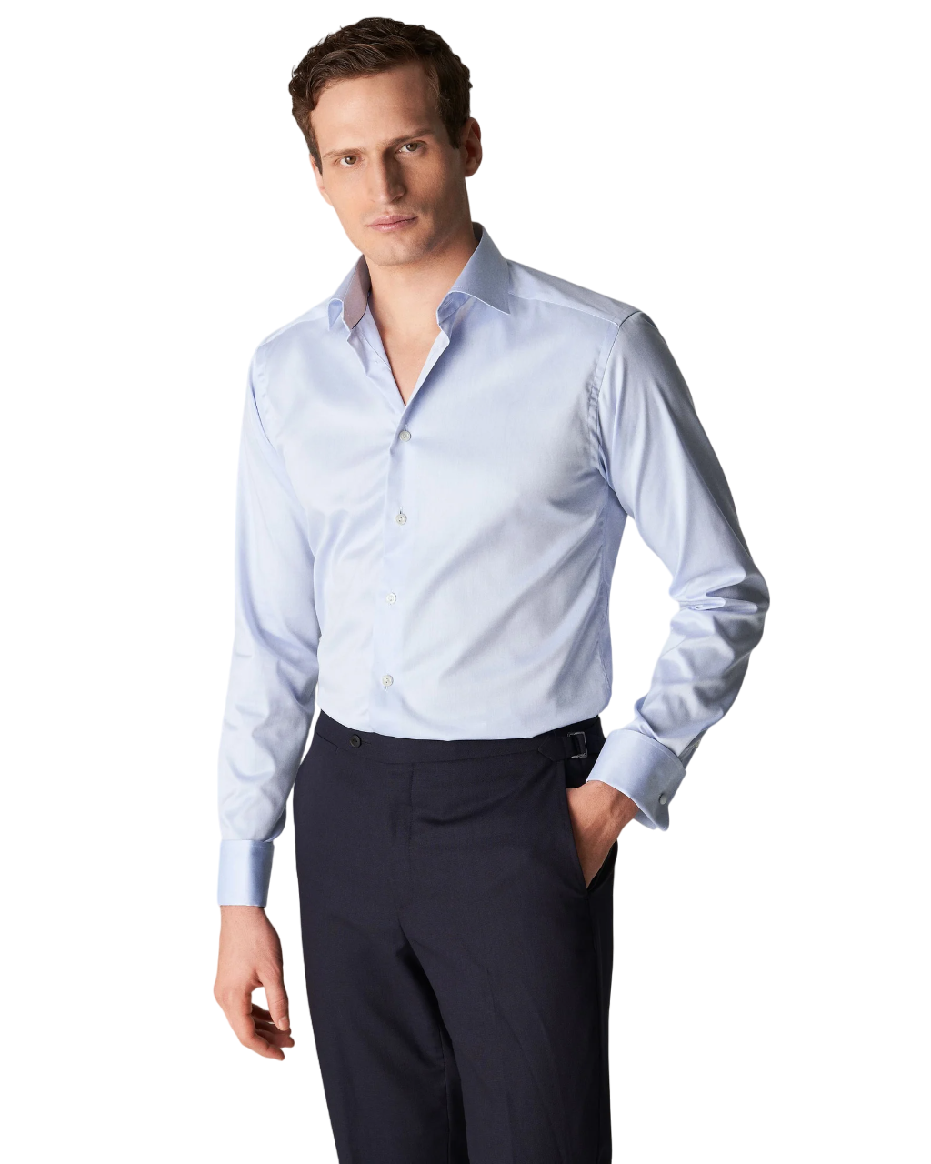 Eton Signature Twill French Cuff Shirt in Light Blue