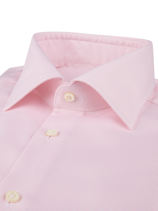Stenströms Soft Pink Houndstooth Twill Shirt in Regular Fit