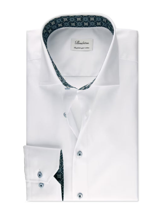 Stenstroms White Contrast Twill Sport Shirt