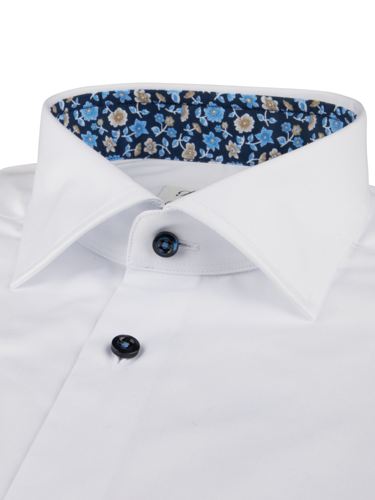Stenstroms Floral Contrast Twill Shirt in White