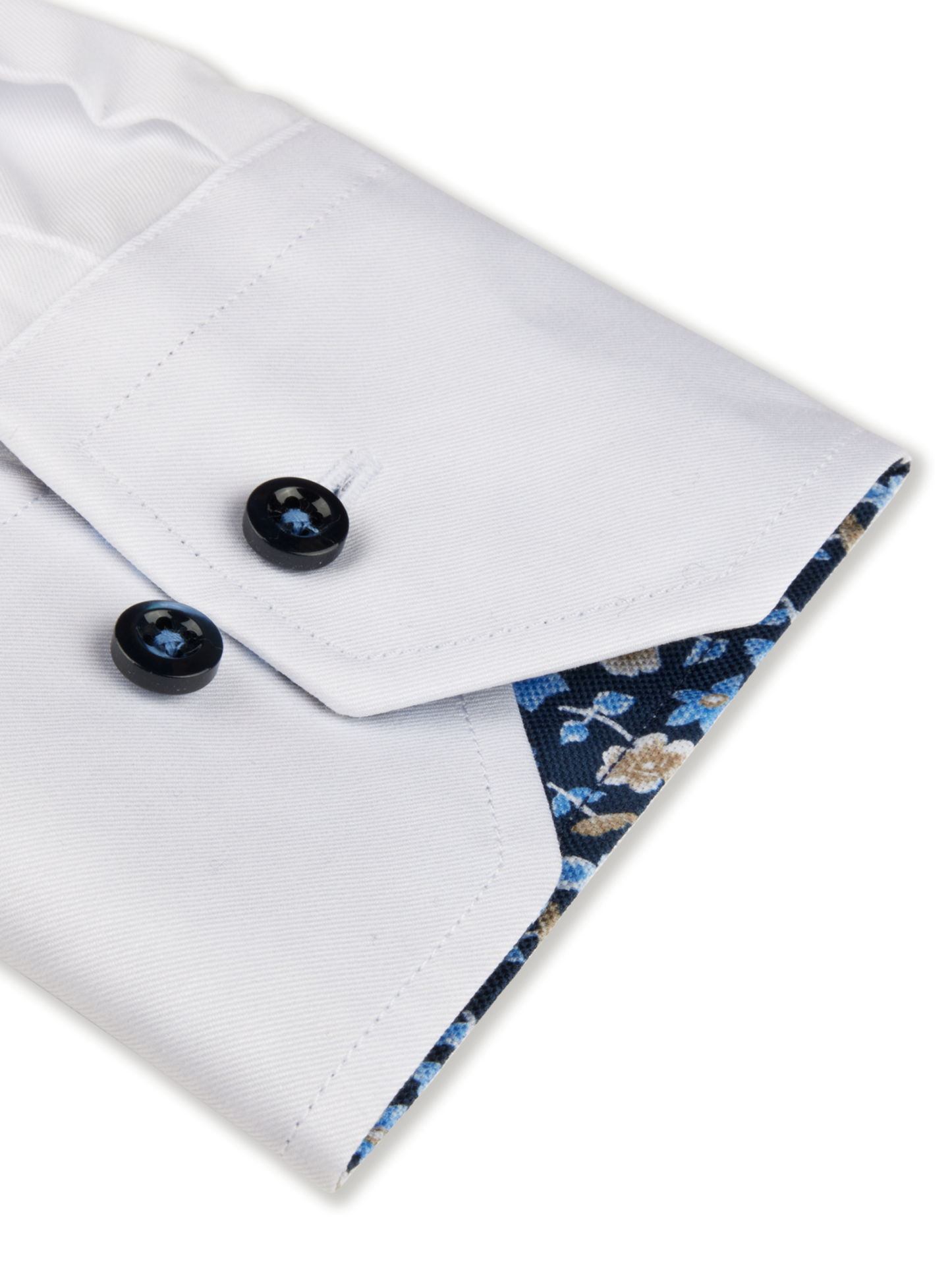 Stenstroms Floral Contrast Twill Sport Shirt in White