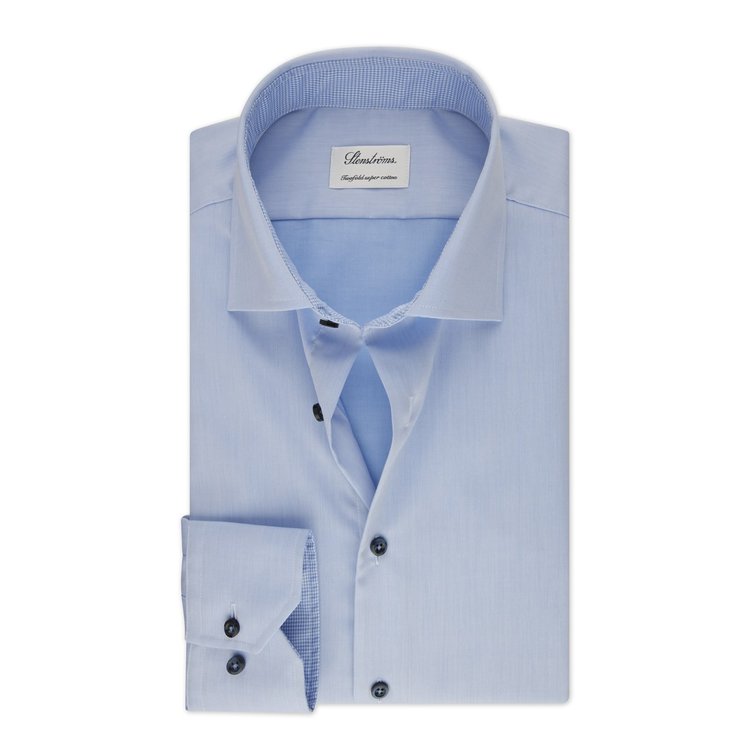 Stenstroms Light Blue Contrast Twill Sport Shirt