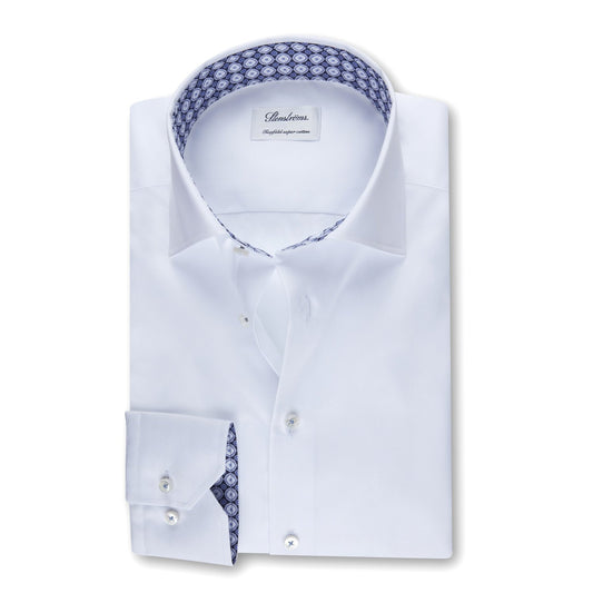 Stenstroms Fitted Body White Shirt With Contrast