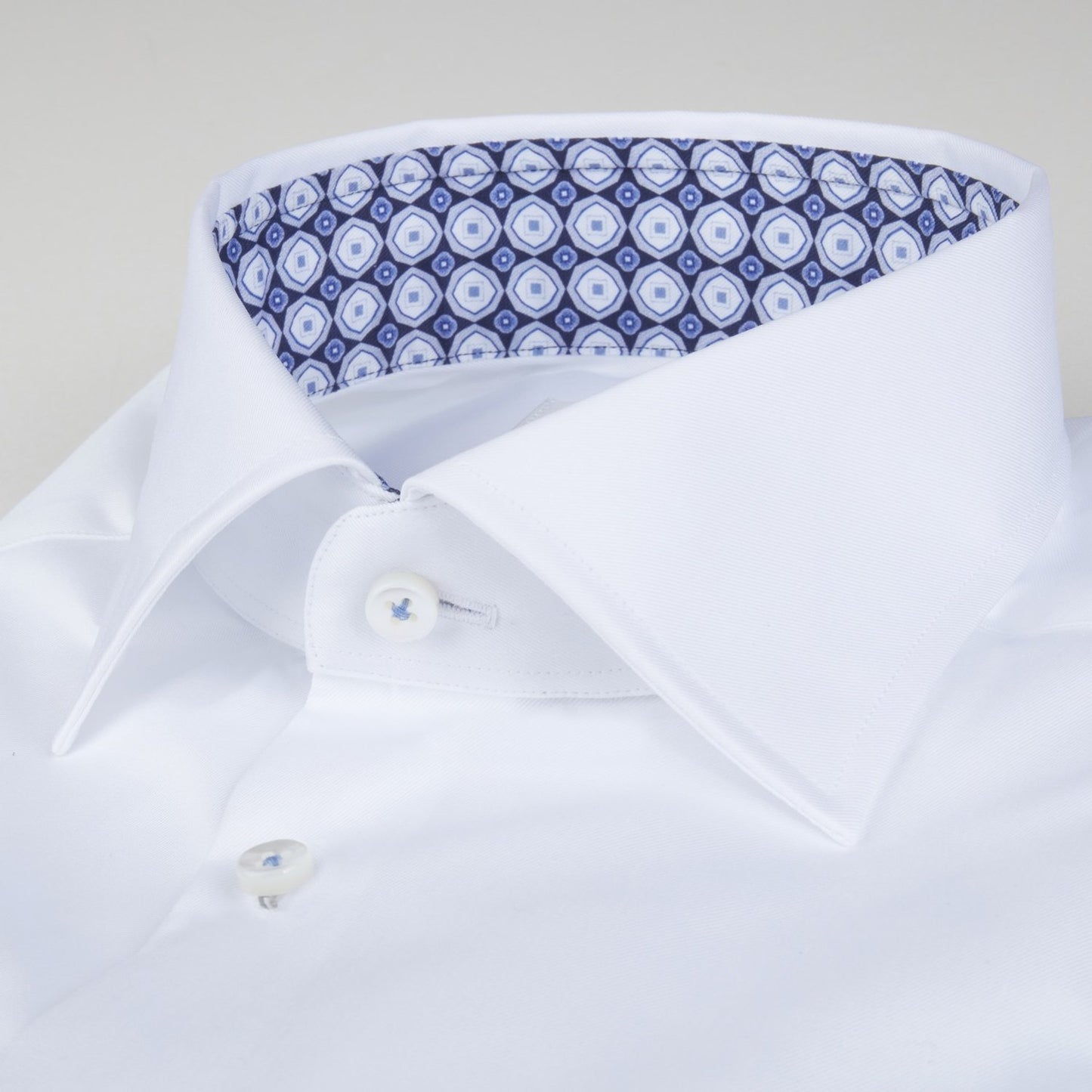 Stenstroms Fitted Body White Sport Shirt With Contrast
