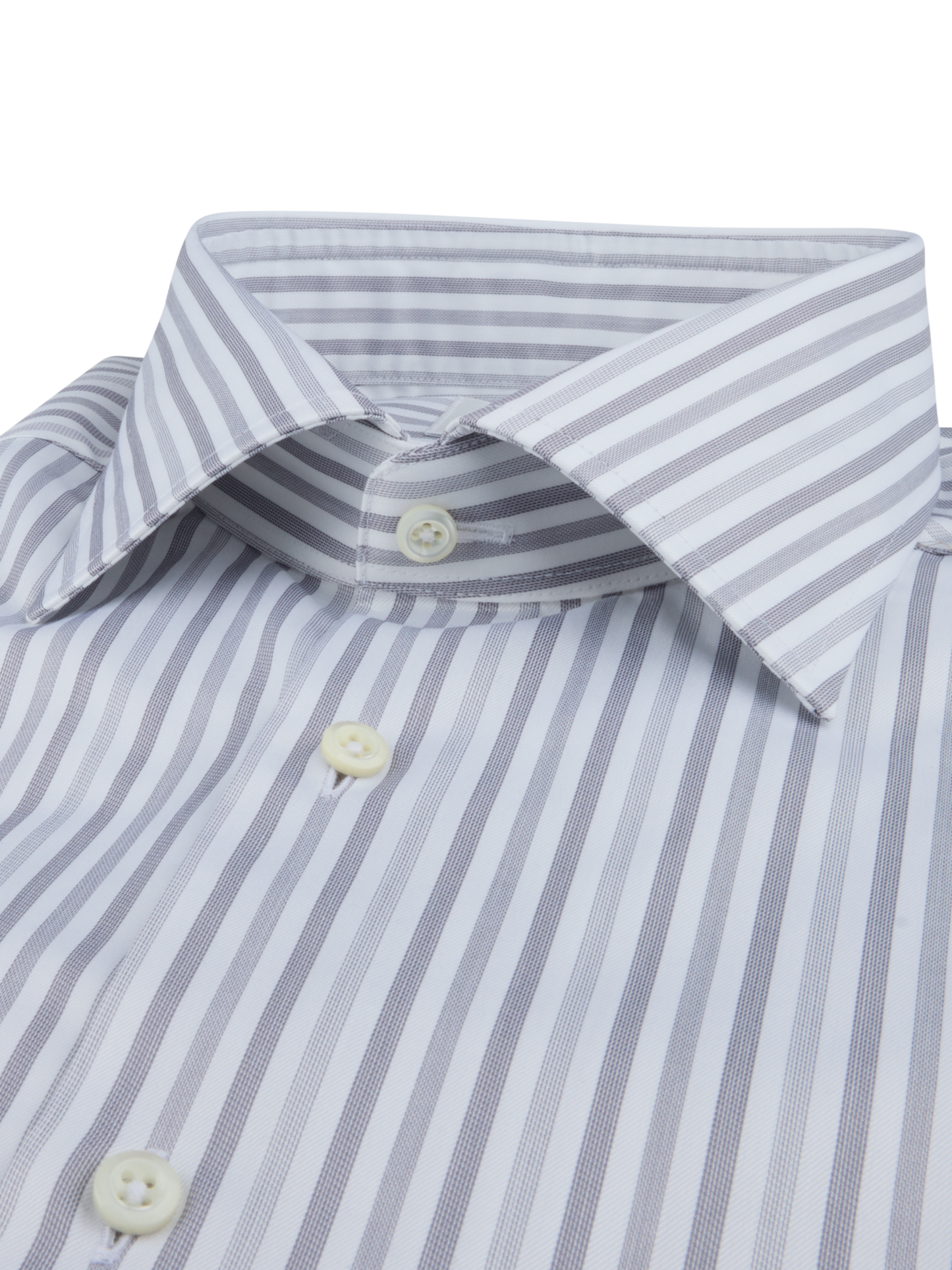 Stenströms Grey Striped Twill Shirt in Slim Fit