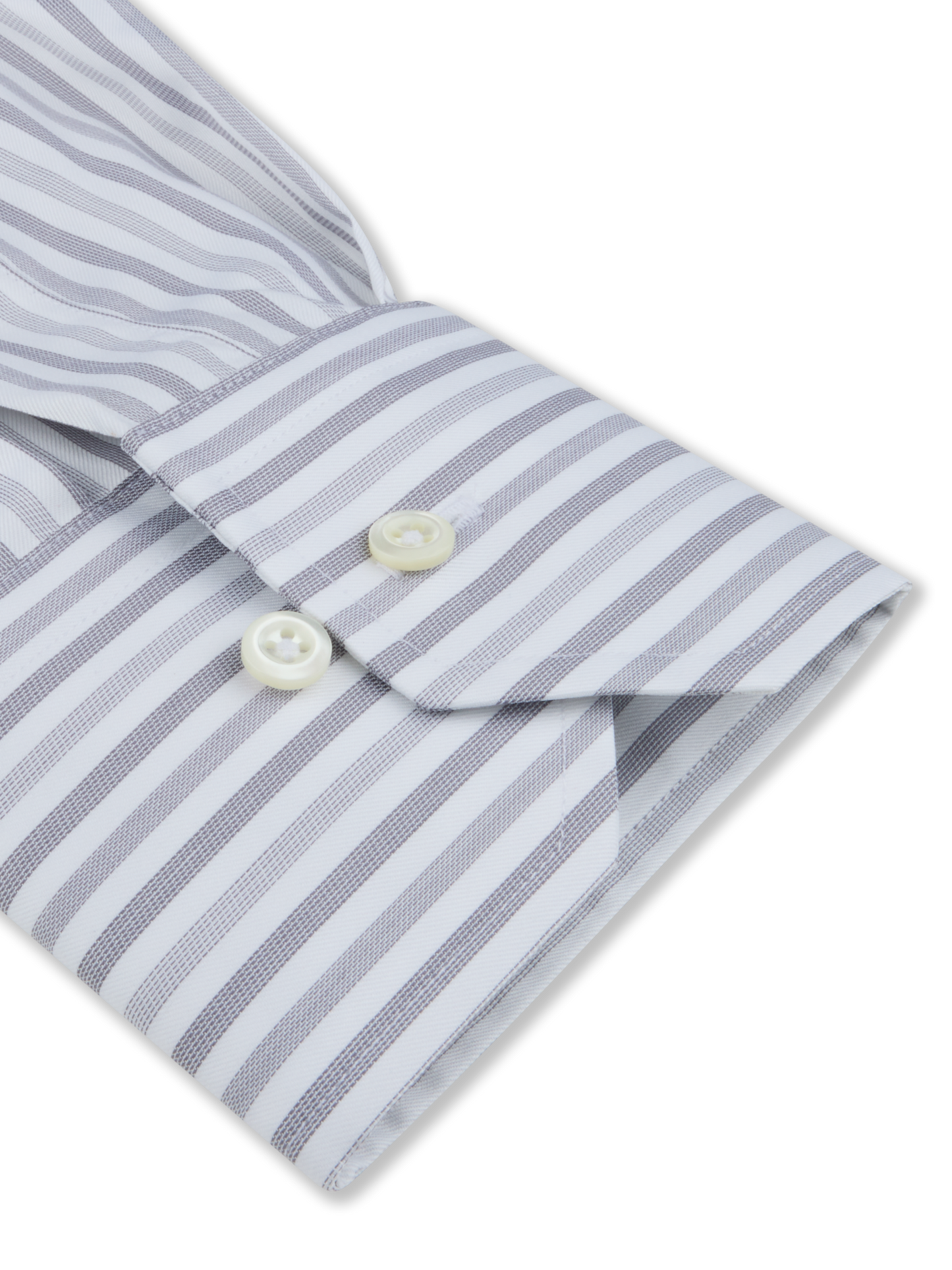 Stenströms Grey Striped Twill Shirt in Slim Fit