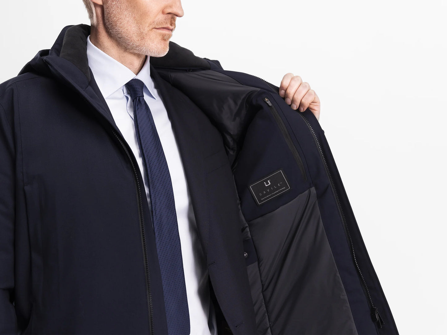 UBR Regulator Savile Wool Parka with Removable Hood in Dark Navy