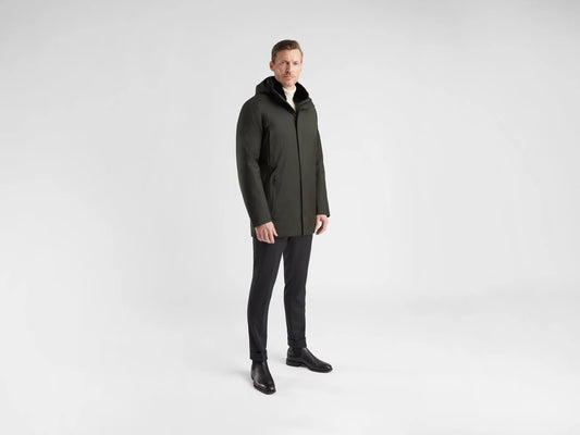 UBR Regulator Savile Wool Parka with Removable Hood in dark Olive