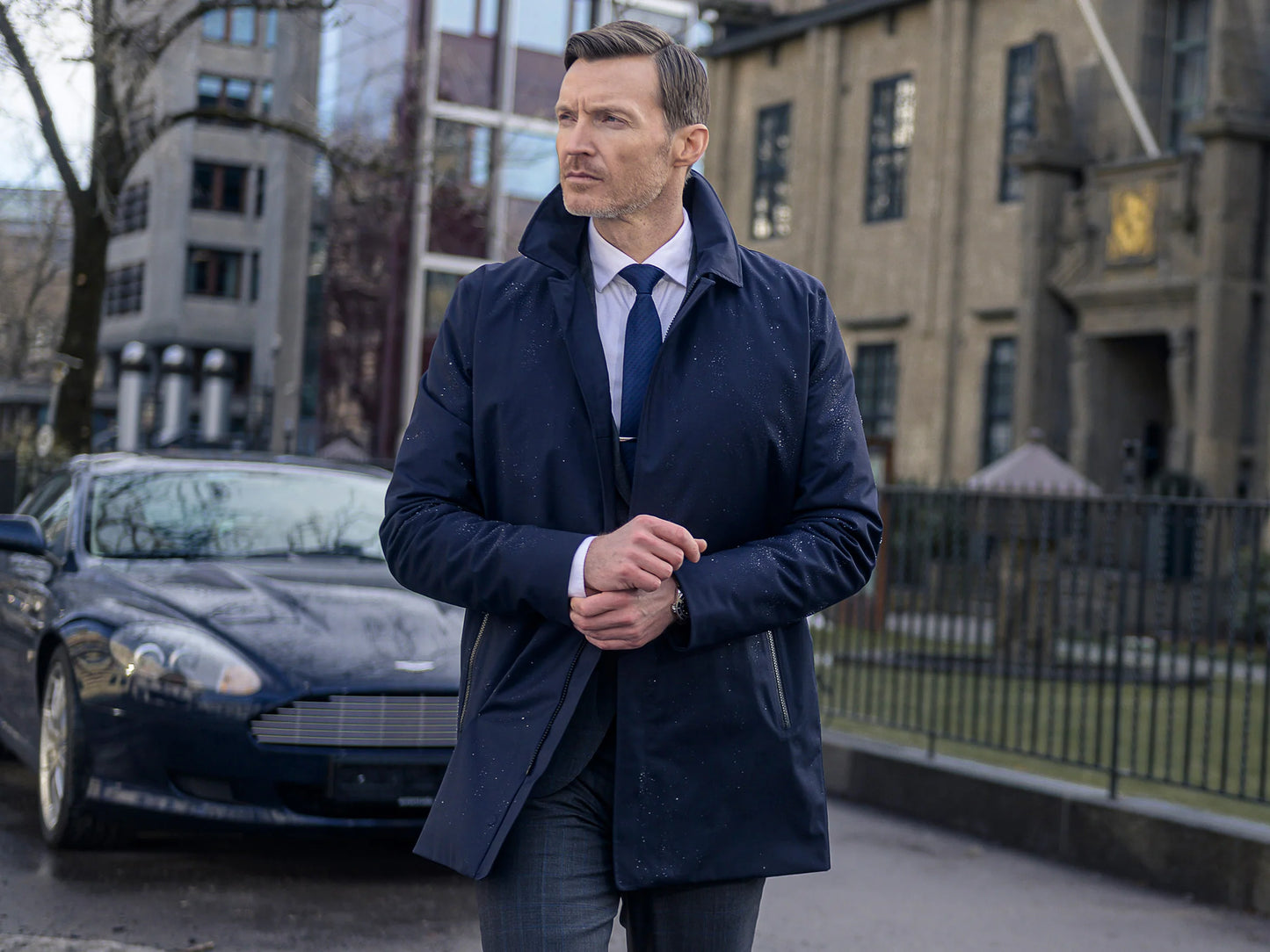 UBR Regulator™ Savile Wool Coat – Navy Blue