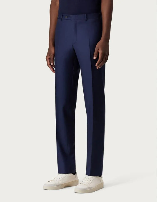 Canali Wool Flannel Dress Pants In Blue
