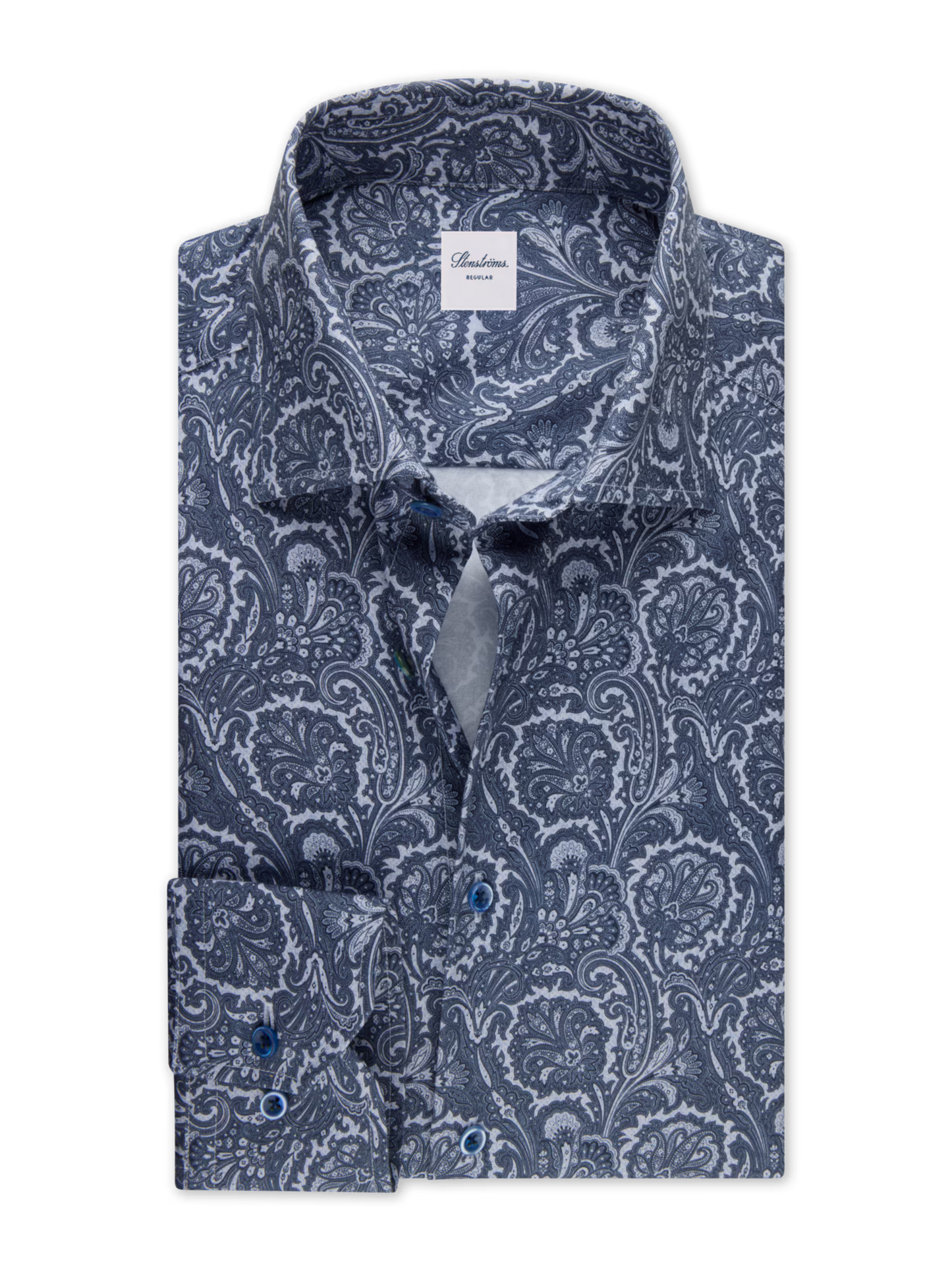Stenströms Light Blue Patterned Twill Shirt in Slim Fit