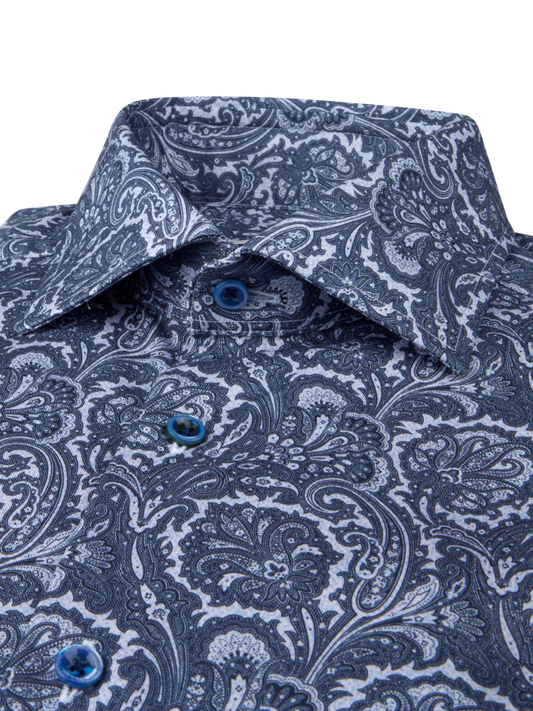 Stenströms Light Blue Patterned Twill Shirt in Slim Fit