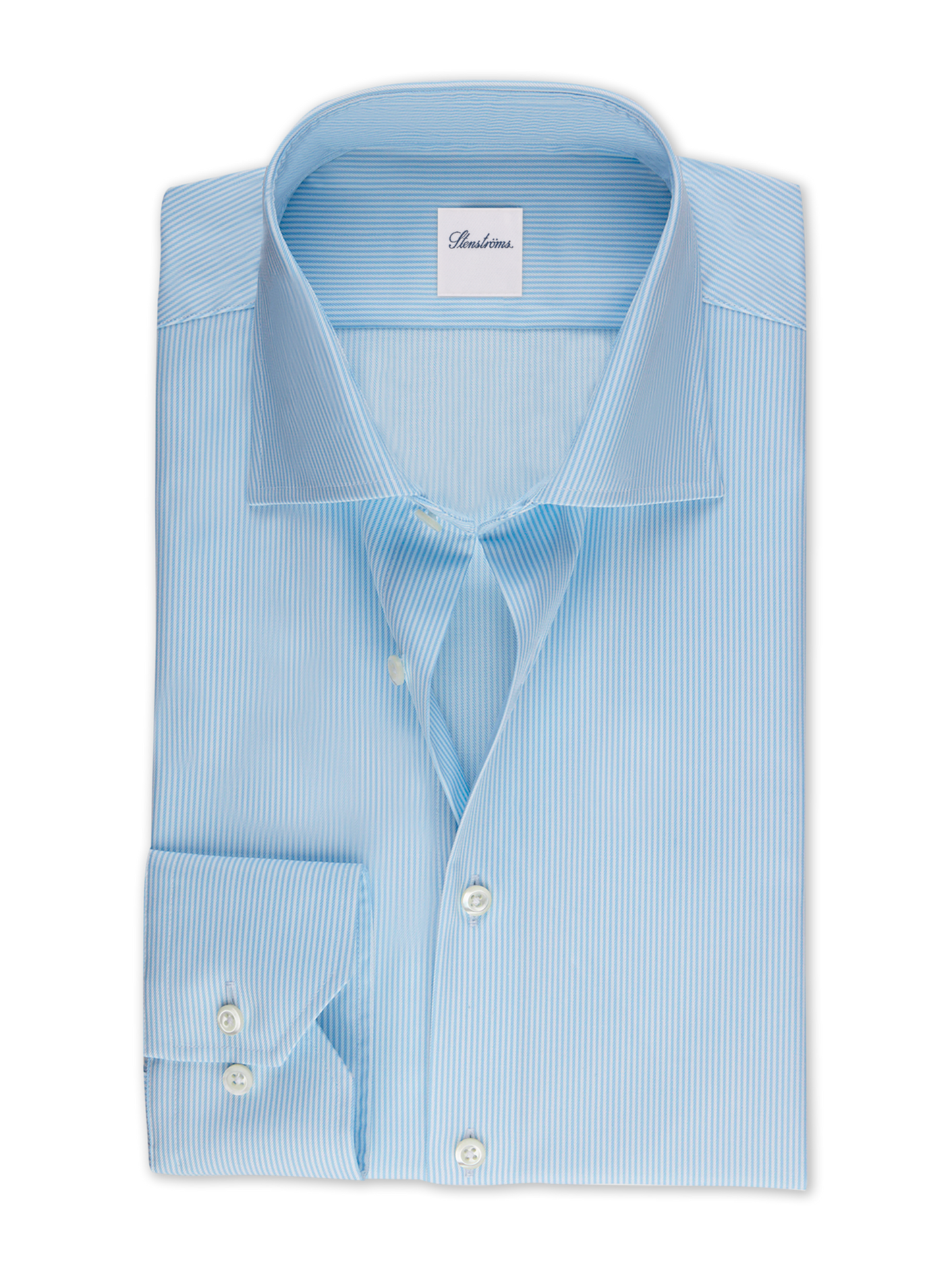 Stenströms Light Blue Striped Twill Shirt in Slim Fit