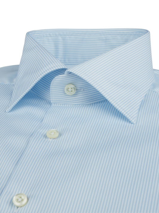 Stenströms Light Blue Striped Twill Shirt in Slim Fit