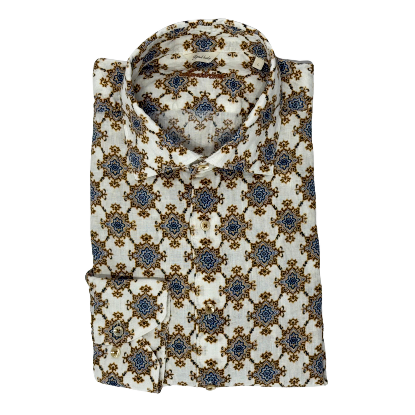 Stenstroms Floral Linen Shirt-Mocha