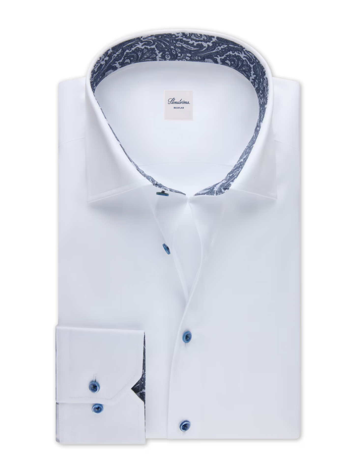Stenströms White Contrast Twill Shirt in Slim Fit