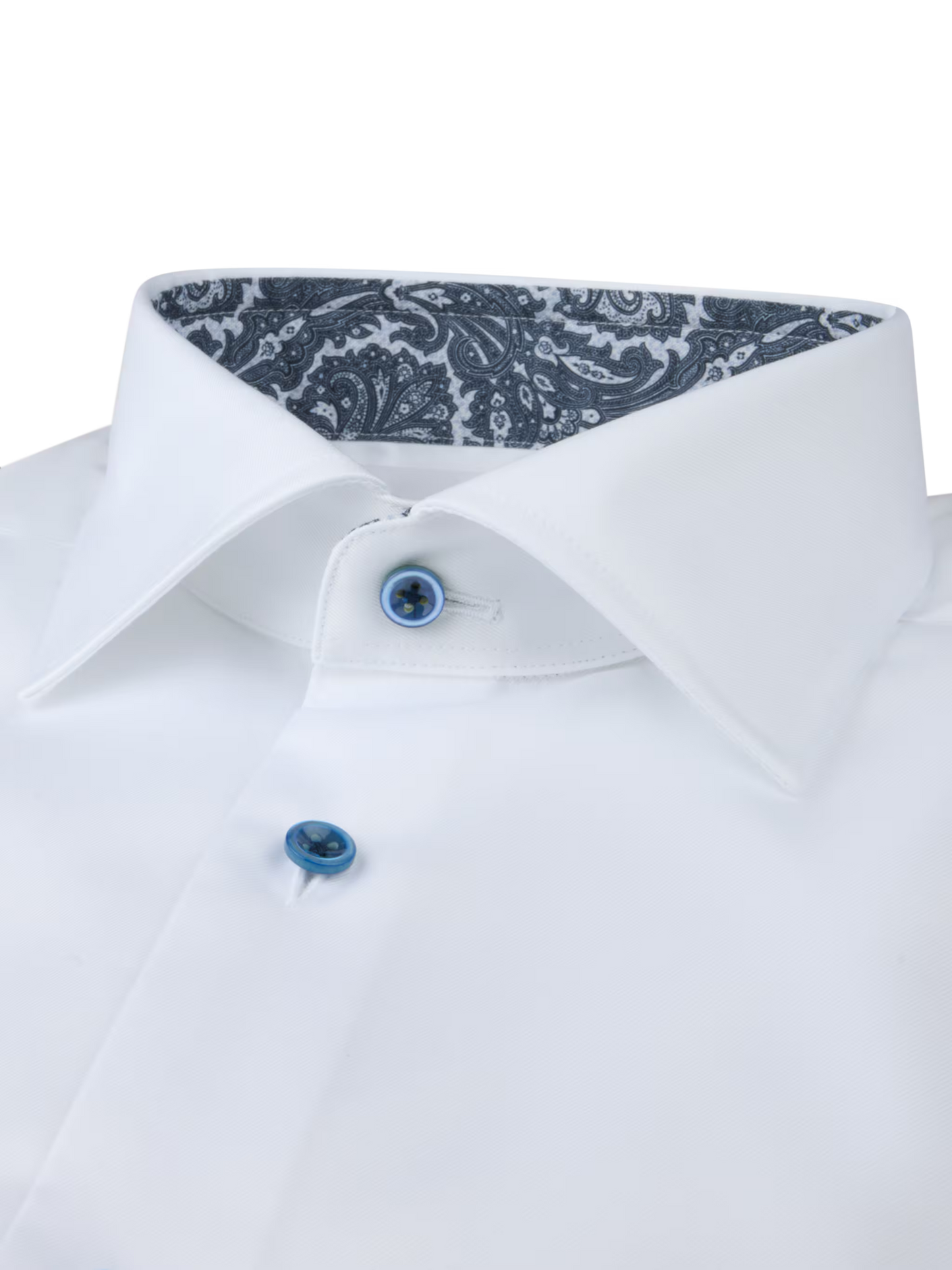 Stenströms White Contrast Twill Shirt in Slim Fit