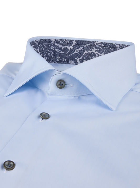 Stenströms White Contrast Twill Shirt in Slim Fit
