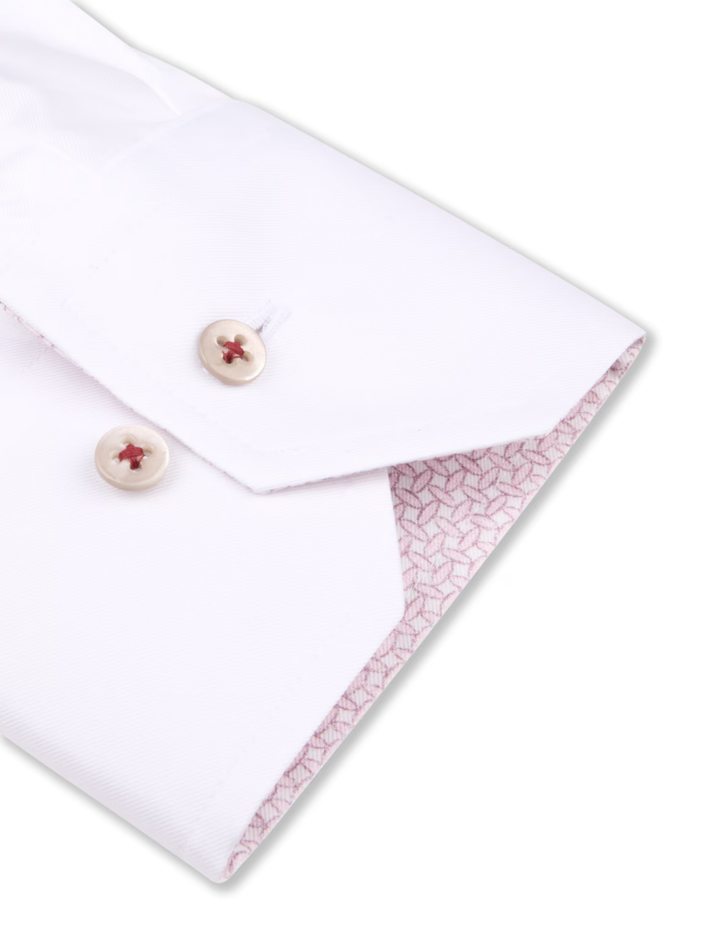 Stenströms Slim White Twill Shirt with Rose Gold Buttons