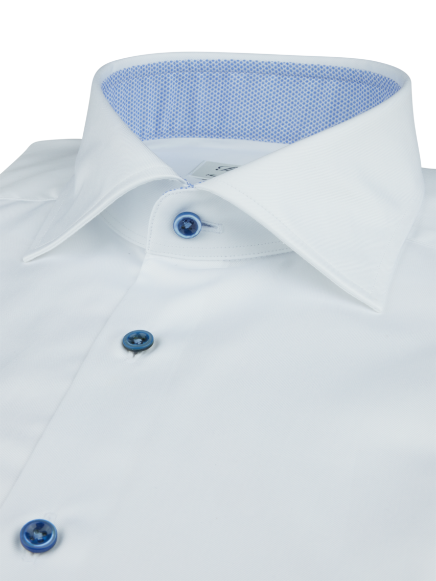 Stenstroms White Twill Sport Shirt with White Contrast