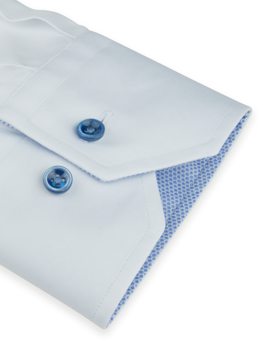 Stenstroms White Twill Sport Shirt with White Contrast