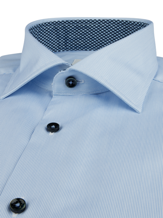 Stenstroms Light blue Striped Contrast Twill Shirt.