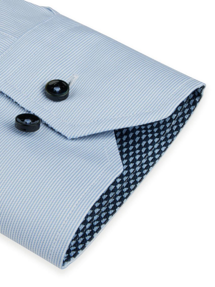Stenstroms Light blue Striped Contrast Twill Shirt