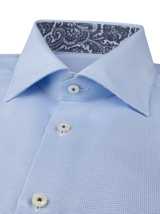Stenströms Light Blue Contrast Twill Shirt in Slim Fit