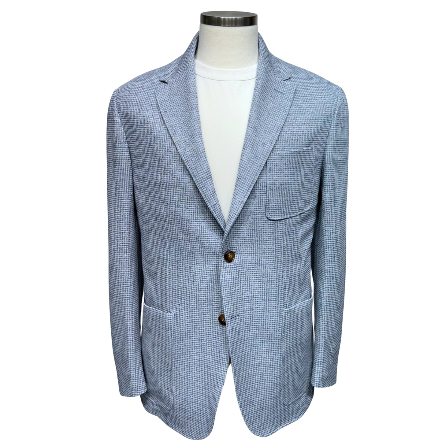Canali Jersy Jacket in Cotton & Linen-Blue