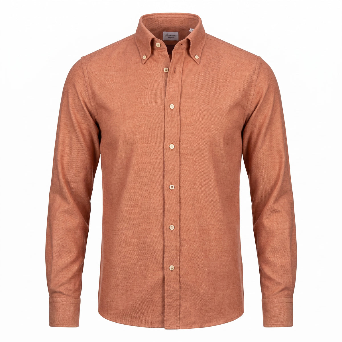 Stenströms Regular Fit Luxury Flannel Shirt in Burnt Orange