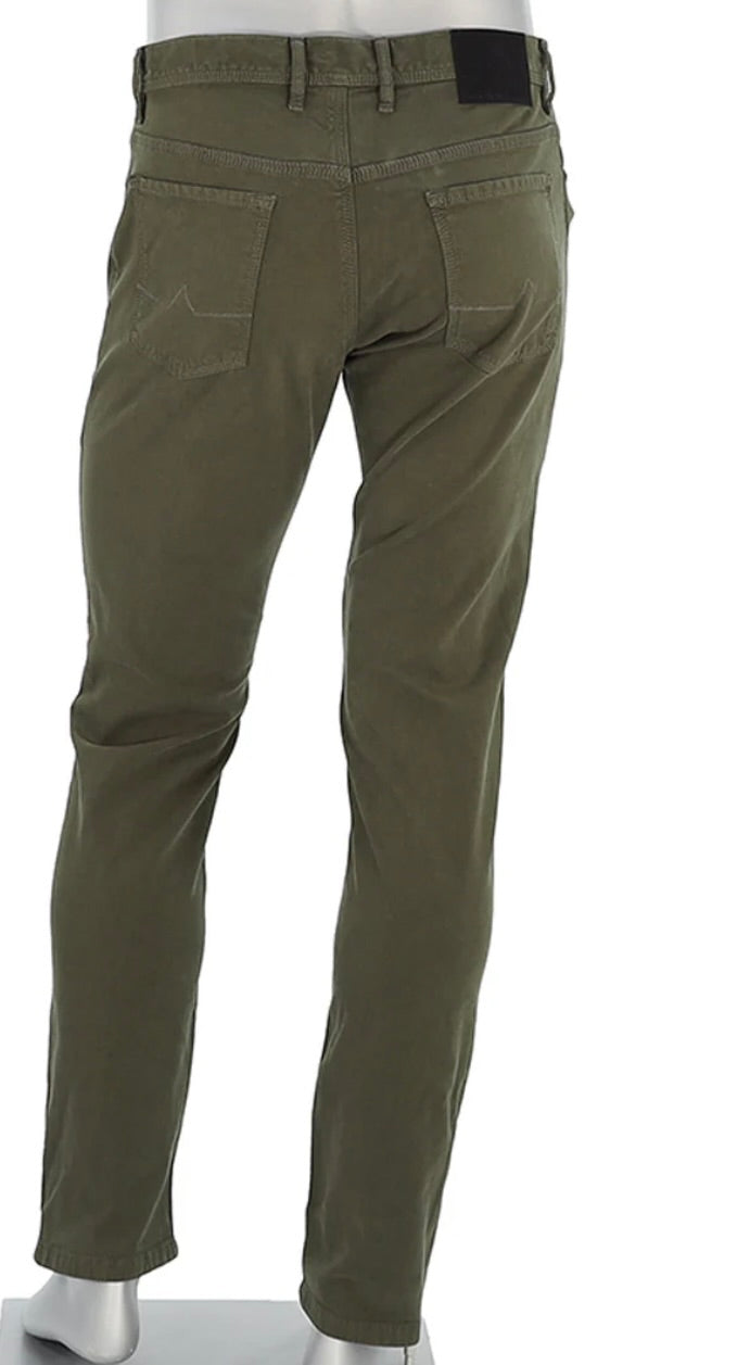 Alberto Jeans Pipe Regular Fit Soft Twill in Olive