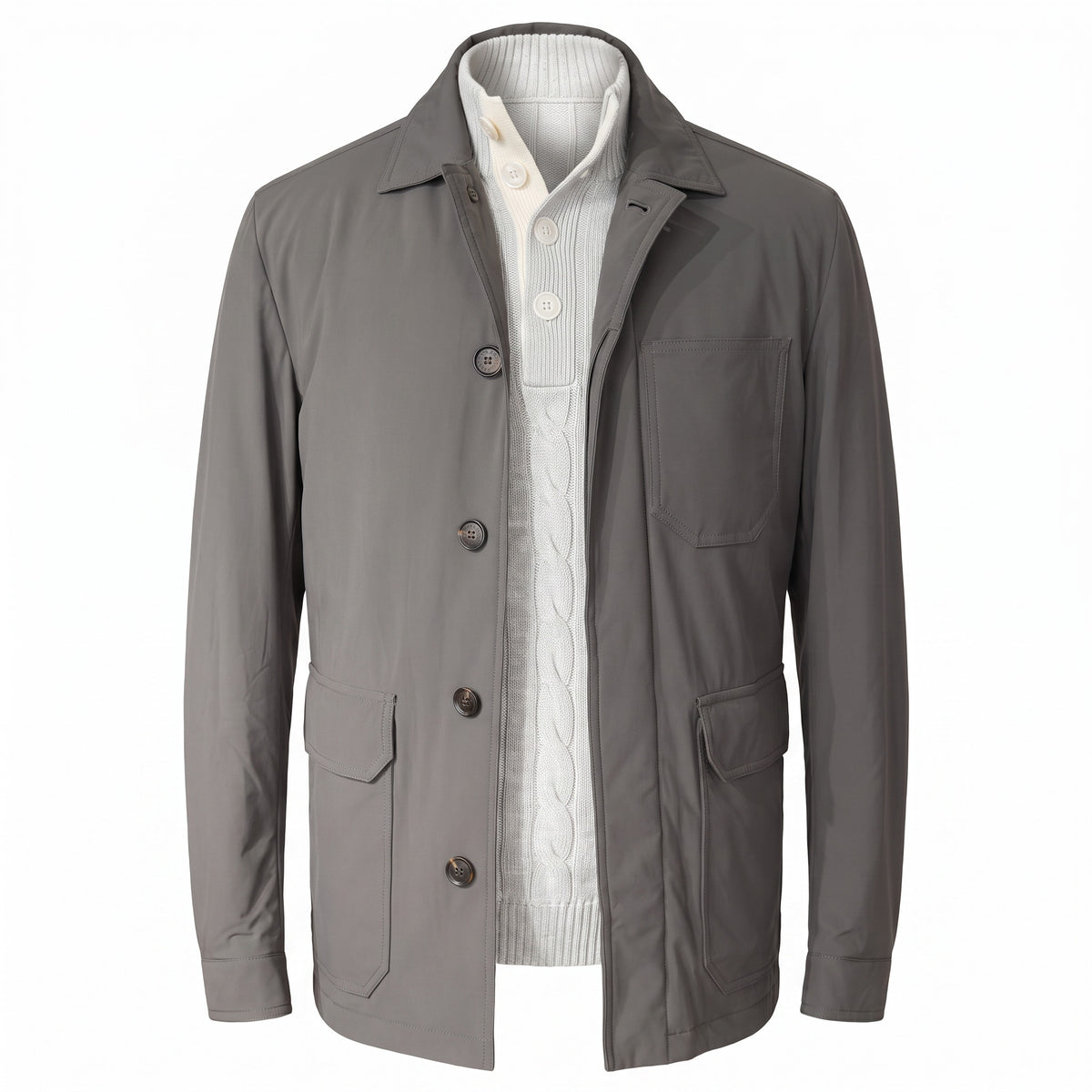 Waterville Nylon Car Coat in Charcoal Gray