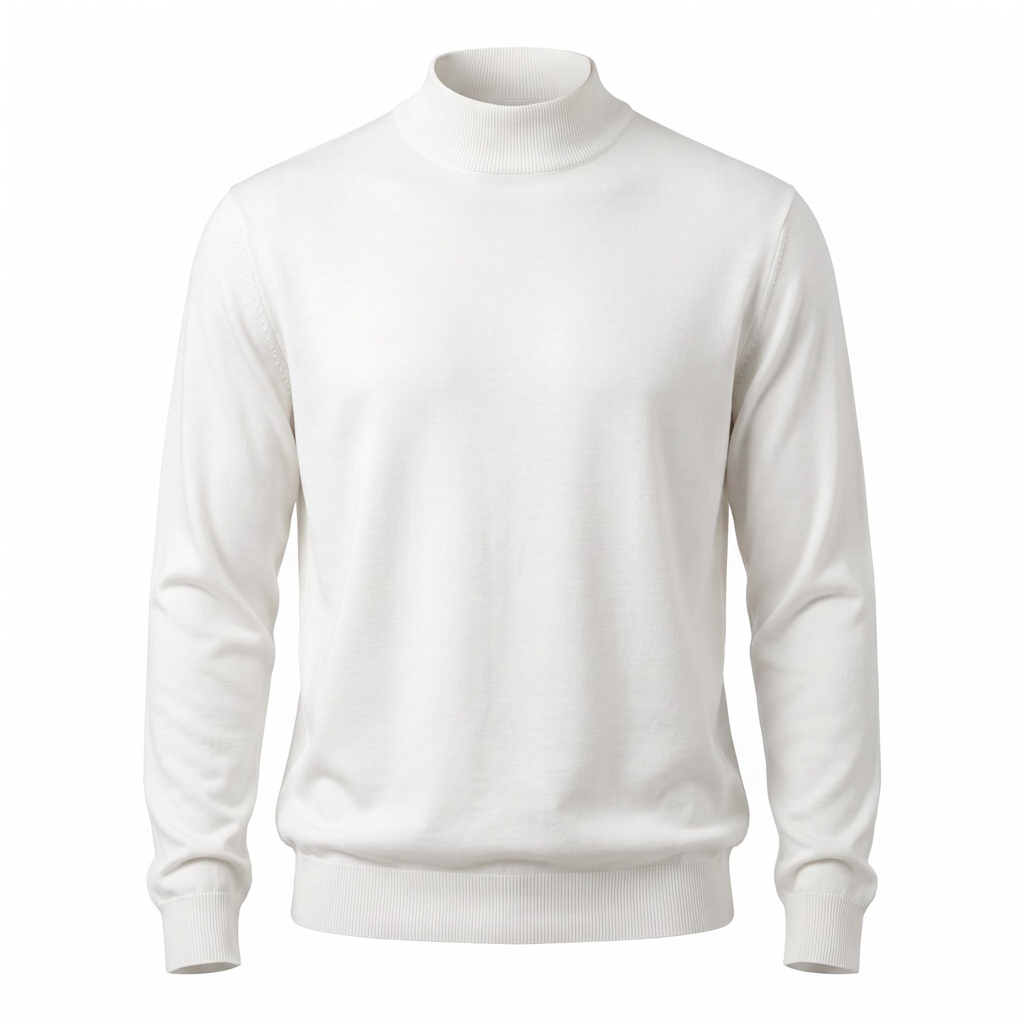 Ferrante Extra Fine Merino Wool Mock Sweater in Eggshell