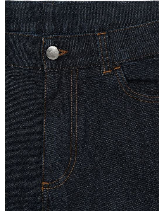 Canali Dark Wash, Five-Pocket Stretch Denim Pants in Dark Blue
