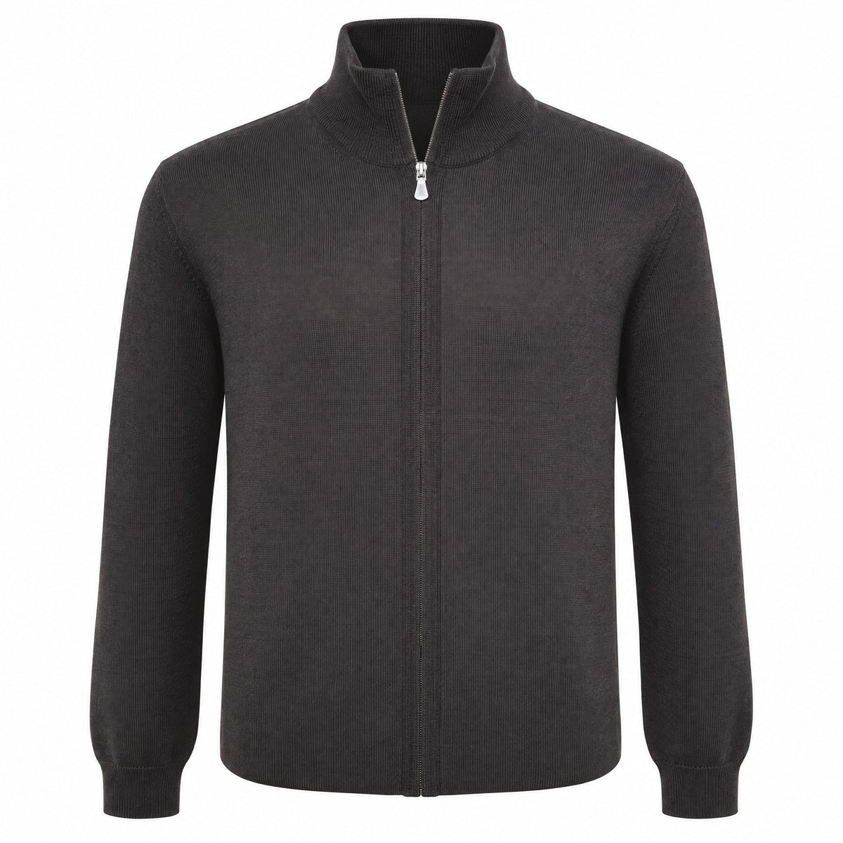 Gran Sasso Merino Wool Full-Zip Sweater in Espresso