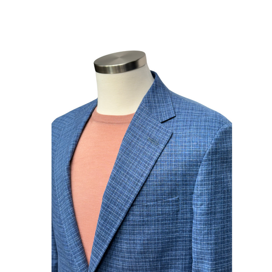 Uomo Sport Coat in Wool, Silk, and Linen – Blue