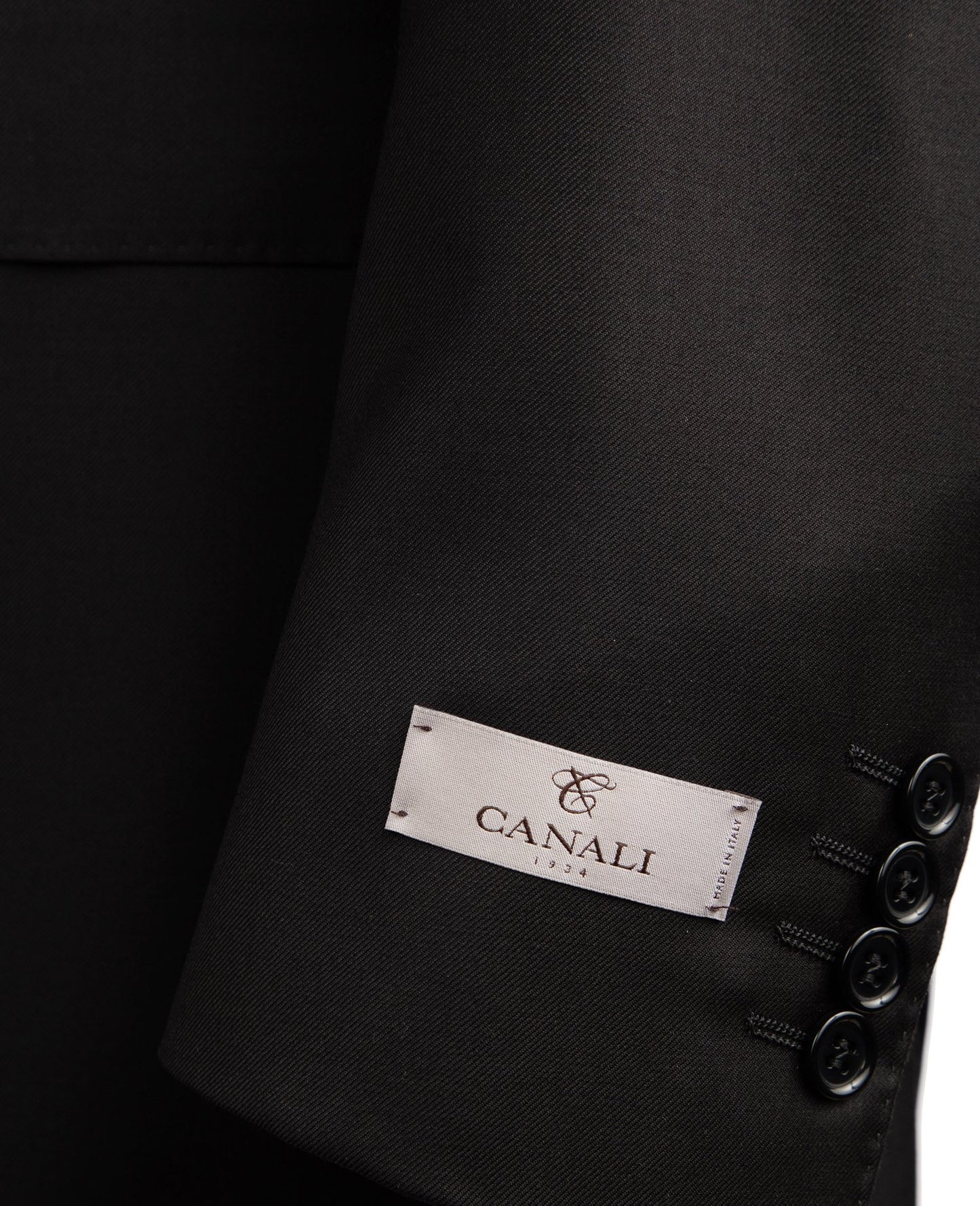 Canali Super 130 Contemporary Model Suit in Solid Black