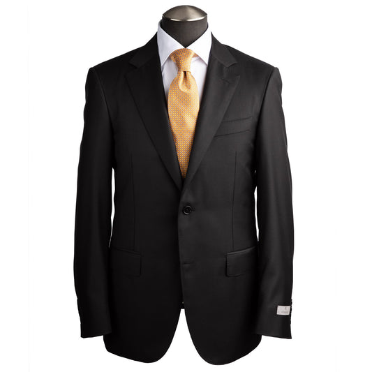 Canali Super 130 Contemporary Model Suit in Solid Black