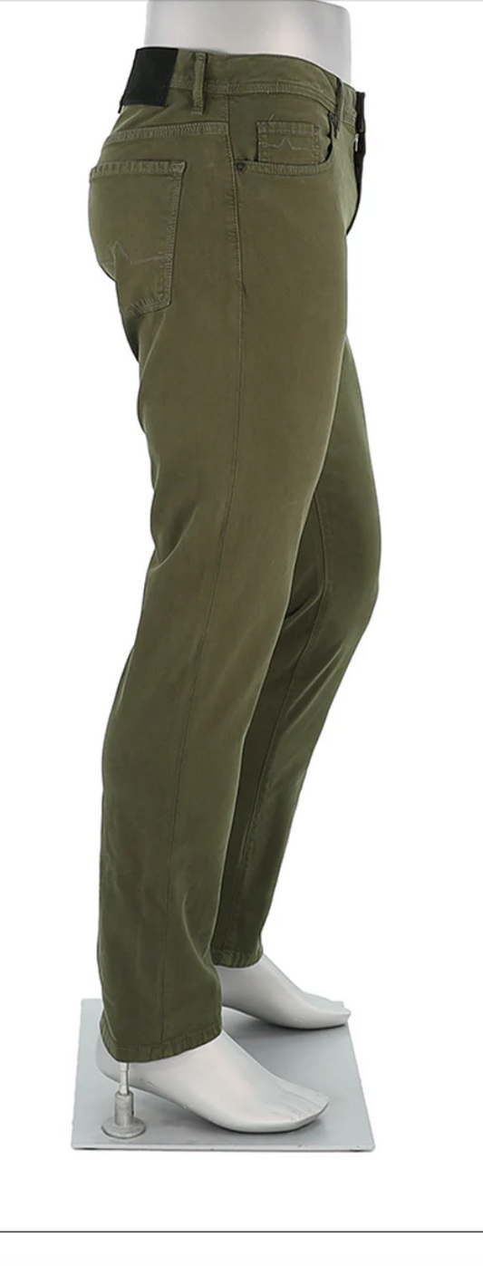 Alberto Jeans Pipe Regular Fit Soft Twill in Olive