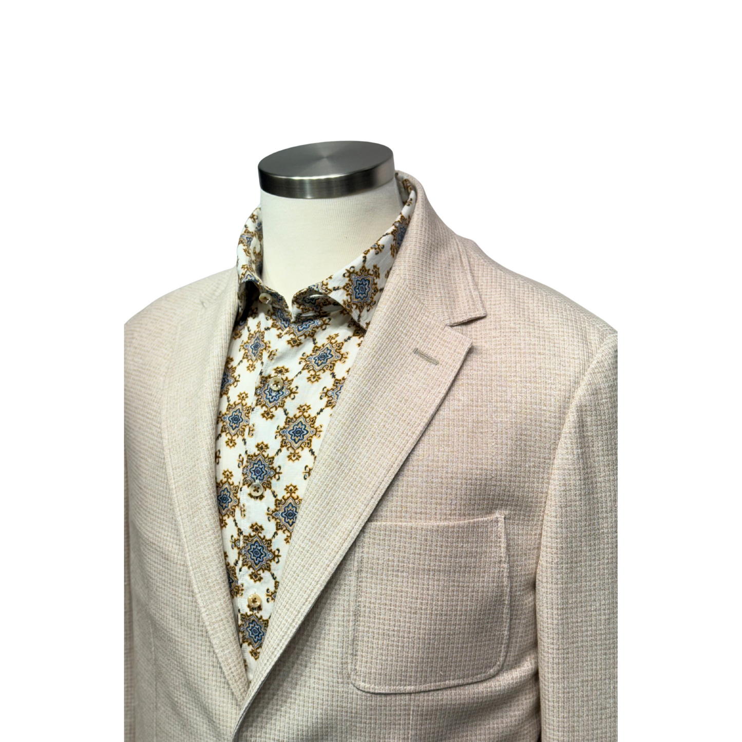 Canali Jersy Jacket in Cotton & Linen-Beige