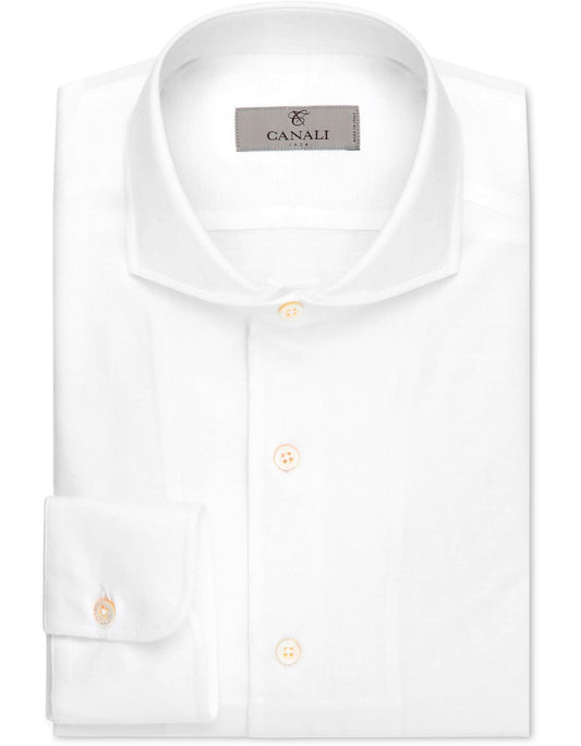 Canali Modern Fit Cotton Jersey Shirt in White
