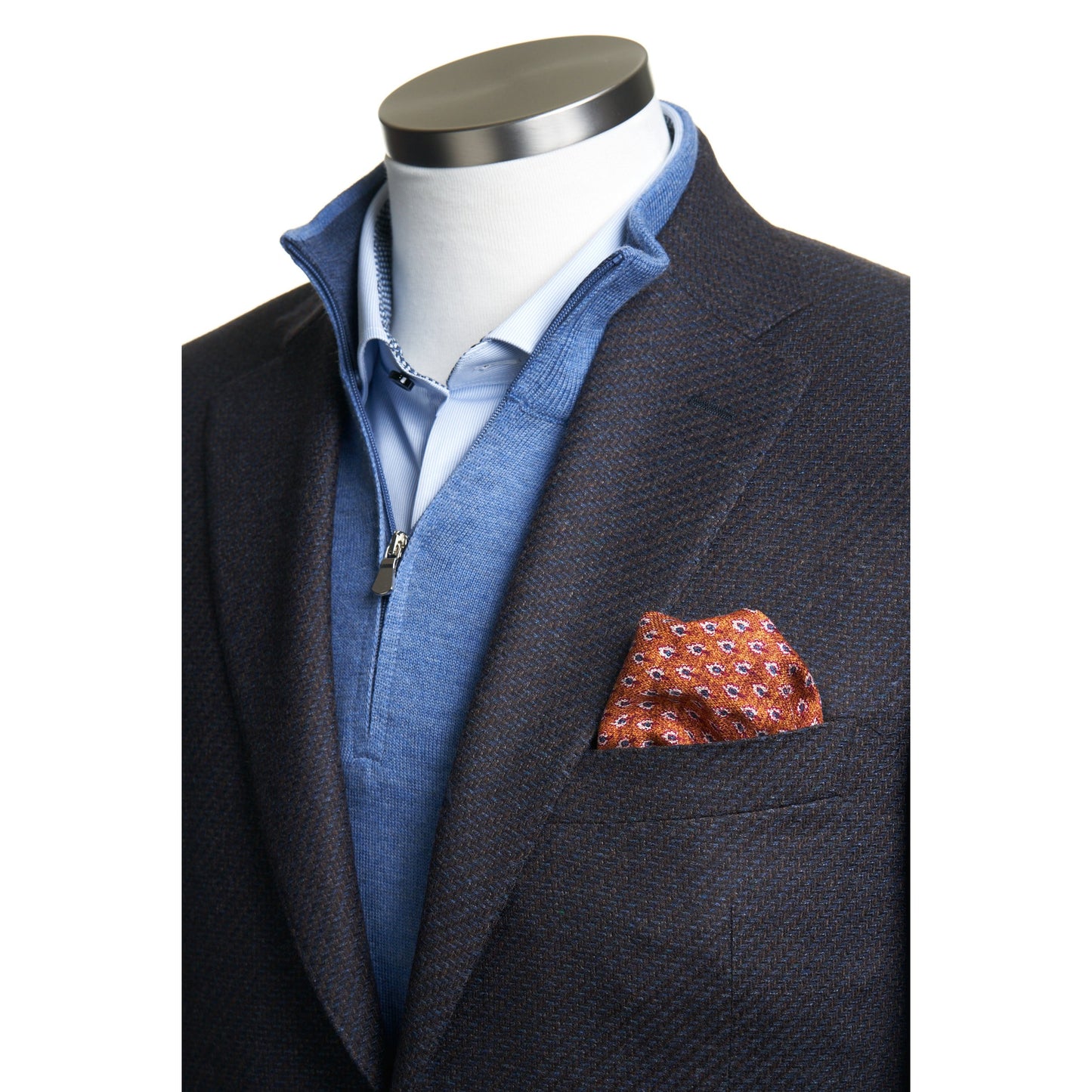 Canali Siena Model Wool Sport Coat in Brown and Blue