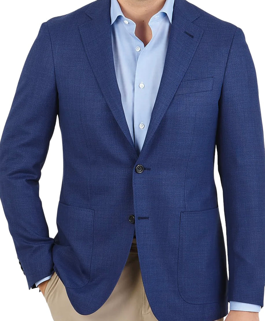 Canali Kei Model Sport Coat in Travel Wool in Royal Blue