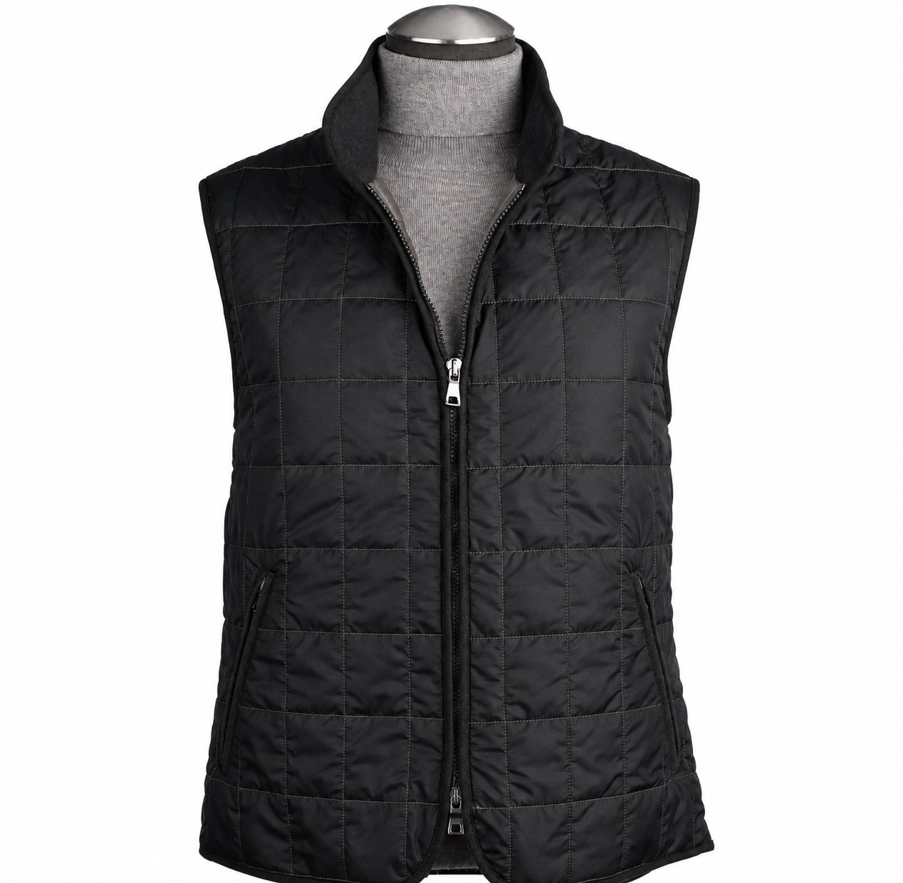 Waterville Water Repellent Quilted Nylon Vest in Black