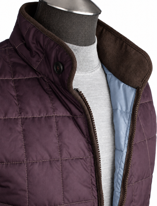Waterville Water Repellent Quilted Nylon Vest in Bordeaux