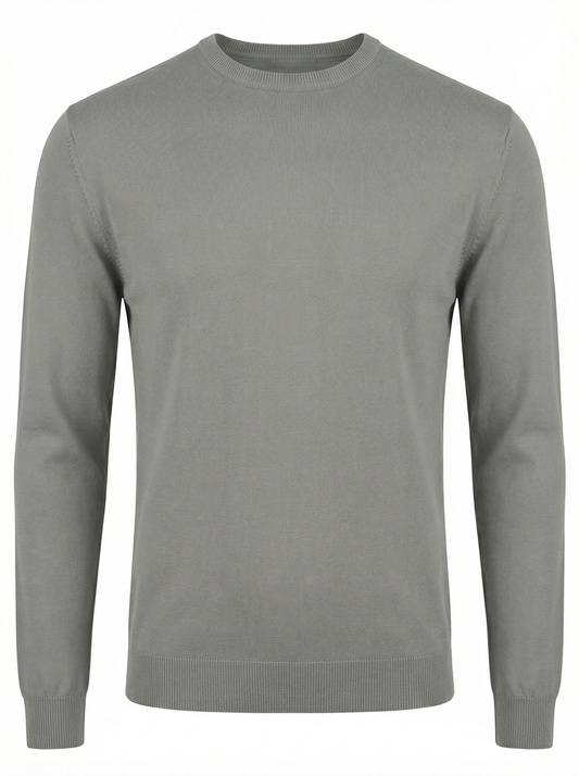 DANIELE FIESOLI Cotton Crew Neck Sweater in Stone Grey