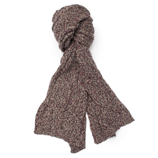 Gran Sasso Wool and Cashmere Cable Knit Scarf in Maroon